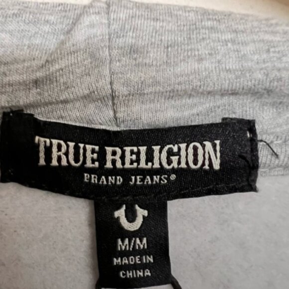 New Men's True Religion Classic Logo Zip Hoodie/Sweatshirt in Heather Grey - Picture 6 of 7